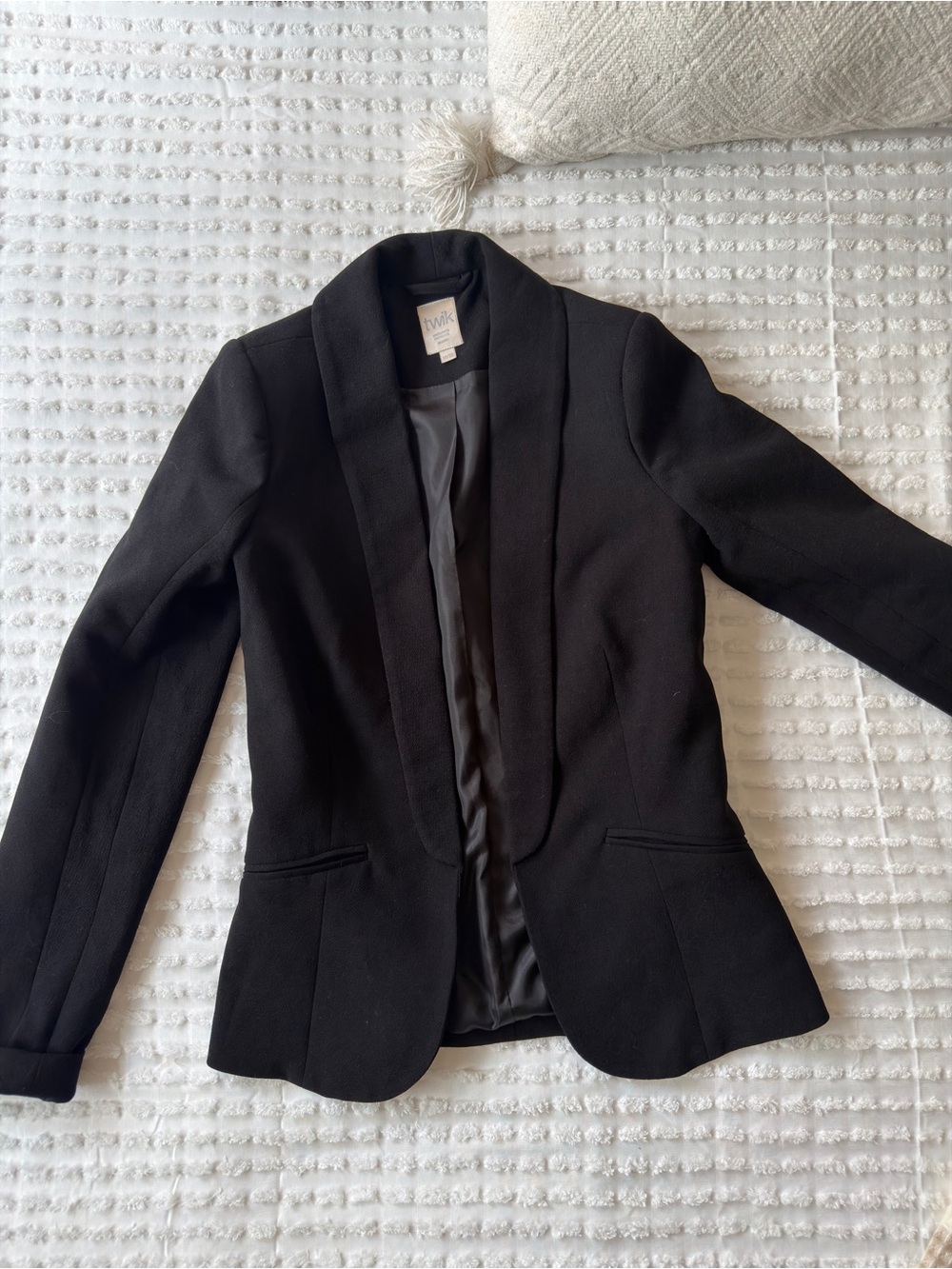 twik Black Slim-Fit Shawl Collar Blazer